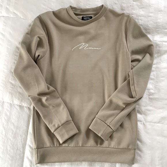 BOOHOO MAN beige crewneck - Picture 1 of 3
